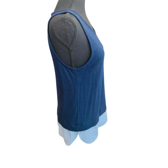 J. Crew Sleeveless Layered Tank Top keyhole back blue stripes S Coastal Casual - Picture 4 of 8